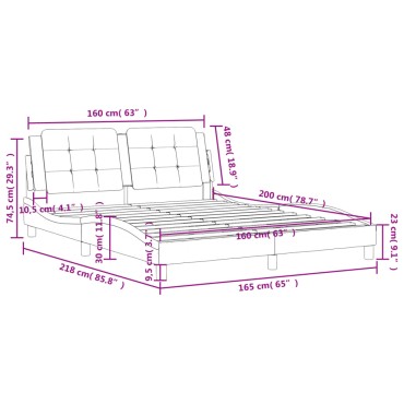 vidaXL Πλαίσιο Κρεβατιού με Κεφαλάρι Μαύρο 160x200 εκ. Συνθετικό Δέρμα