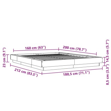 vidaXL Πλαίσιο Κρεβατιού Λευκό 160 x 200 εκ. από Επεξεργασμένο Ξύλο