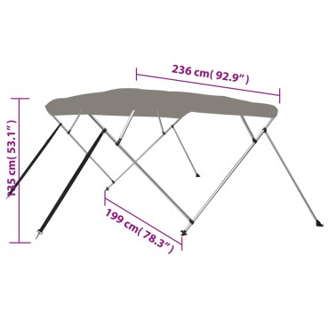 vidaXL Τέντα Σκάφους με 4 Αψίδες Γκρι 243x196x137 εκ.