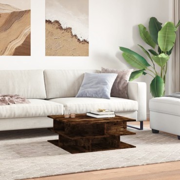 vidaXL Τραπεζάκι Σαλονιού Καπνιστή Δρυς 70x70x29cm Επεξεργασμ. Ξύλο 1 τεμ.