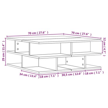 vidaXL Τραπεζάκι Σαλονιού Καπνιστή Δρυς 70x70x29cm Επεξεργασμ. Ξύλο 1 τεμ.