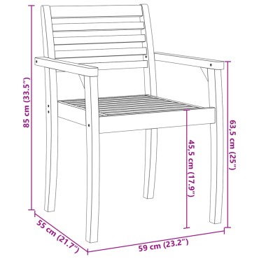 vidaXL Καρέκλες Κήπου 4 τεμ. 59x55x85cm από Μασίφ Ξύλο Ακακίας