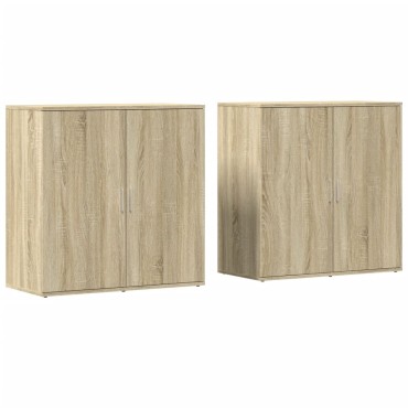 vidaXL Βοηθητικά Ντουλάπια 2 τεμ. Sonoma Δρυς 79x38x80cm Επεξ. Ξύλο