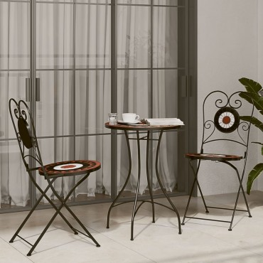 vidaXL Καρέκλες Bistro Πτυσσόμενες 2 τεμ. Τερακότα/Λευκές Κεραμικές 38x45,5x89,5cm