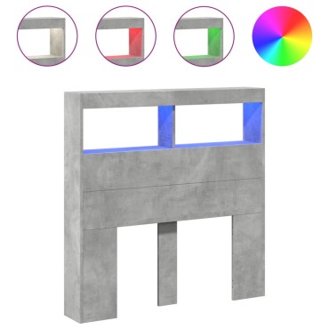vidaXL Κεφαλάρι με Αποθηκ. Χώρο & LED Γκρι Σκυρ. 100x17x102cm 1 τεμ.