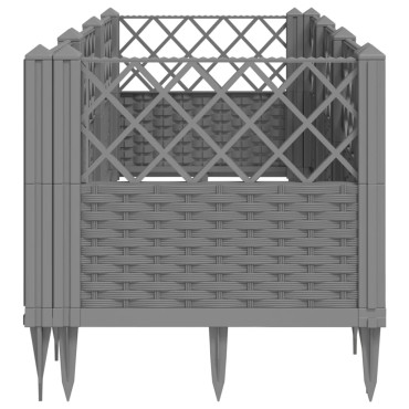vidaXL Ζαρντινιέρα με Πασσάλους Γκρι 123,5x43,5x43,5εκ. Πολυπροπυλένιο