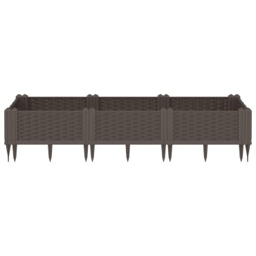 vidaXL Ζαρντινιέρα με Πασσάλους Μαύρη 125x40x28,5 εκ. Πολυπροπυλένιο