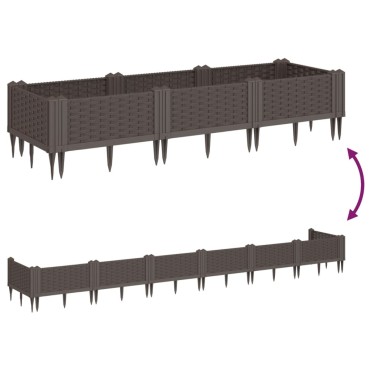 vidaXL Ζαρντινιέρα με Πασσάλους Μαύρη 125x40x28,5 εκ. Πολυπροπυλένιο