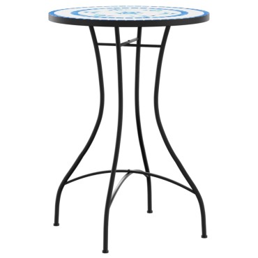 vidaXL Τραπέζι Bistro «Μωσαϊκό» Μπλε/Λευκό 50x70cm Κεραμικό 1 τεμ.