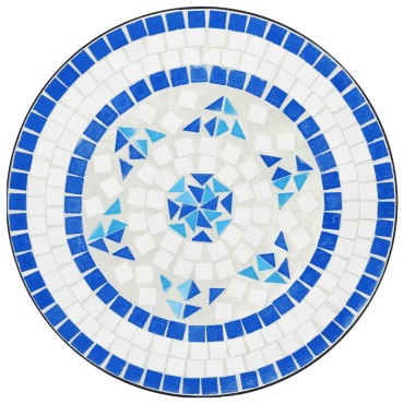 vidaXL Τραπέζι Bistro «Μωσαϊκό» Μπλε/Λευκό 50x70cm Κεραμικό 1 τεμ.