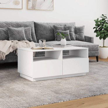 vidaXL Τραπεζάκι Σαλονιού με Φώτα LED Λευκό 90x49x40cm 1 τεμ.