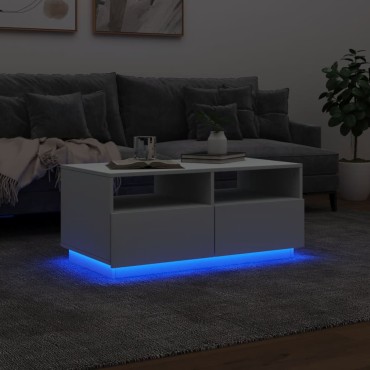vidaXL Τραπεζάκι Σαλονιού με Φώτα LED Λευκό 90x49x40cm 1 τεμ.