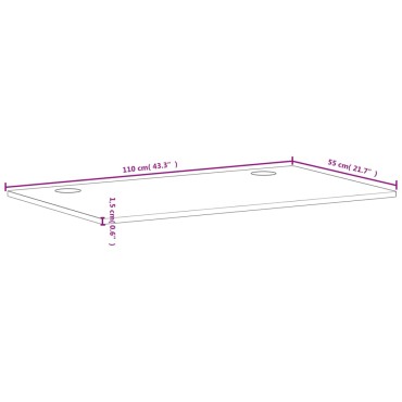 vidaXL Επιφάνεια Γραφείου 110x55x1,5 εκ. από Μασίφ Ξύλο Οξιάς