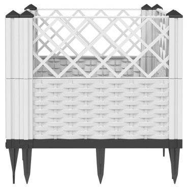 vidaXL Ζαρντινιέρα με Πασσάλους Λευκή 42,5x42,5x28,5 εκ Πολυπροπυλένιο