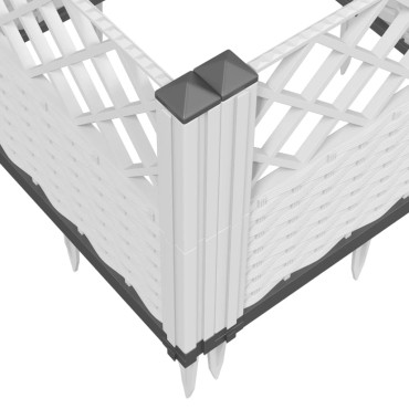 vidaXL Ζαρντινιέρα με Πασσάλους Λευκή 42,5x42,5x28,5 εκ Πολυπροπυλένιο