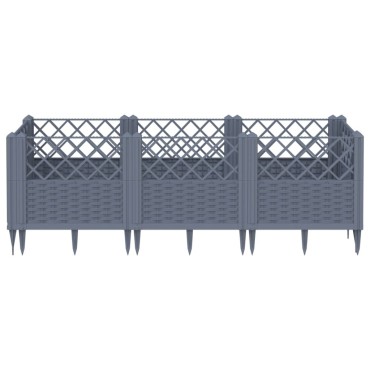 vidaXL Ζαρντινιέρα με Πασσάλους Μπλε Γκρι 123,5x43,5x43,5εκ. Πολυπροπυλένιο