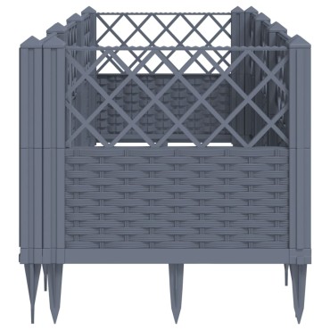 vidaXL Ζαρντινιέρα με Πασσάλους Μπλε Γκρι 123,5x43,5x43,5εκ. Πολυπροπυλένιο