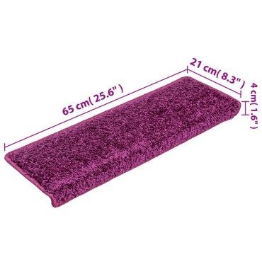 vidaXL Πατάκια Σκάλας Μοκέτα 15 τεμ. Βιολετί 65x21x4 εκ.