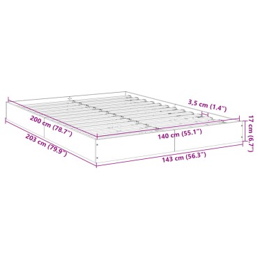 vidaXL Πλαίσιο Κρεβατιού Γκρι Sonoma 140x200 εκ. Επεξεργασμένο Ξύλο