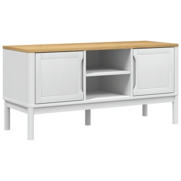 vidaXL Έπιπλο Τηλεόρασης FLORO Λευκό 114x43x55cm από Μασίφ Ξύλο Πεύκου