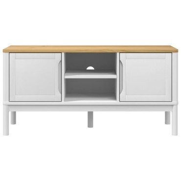 vidaXL Έπιπλο Τηλεόρασης FLORO Λευκό 114x43x55cm από Μασίφ Ξύλο Πεύκου