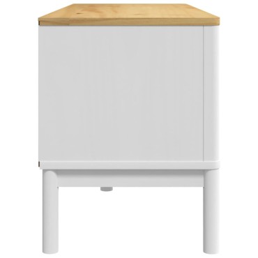 vidaXL Έπιπλο Τηλεόρασης FLORO Λευκό 114x43x55cm από Μασίφ Ξύλο Πεύκου