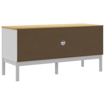 vidaXL Έπιπλο Τηλεόρασης FLORO Λευκό 114x43x55cm από Μασίφ Ξύλο Πεύκου