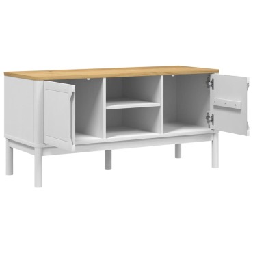 vidaXL Έπιπλο Τηλεόρασης FLORO Λευκό 114x43x55cm από Μασίφ Ξύλο Πεύκου