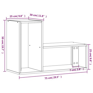 vidaXL Έπιπλα Τηλεόρασης 2 τεμ. Γκρι Sonoma 75x30x50cm Επεξ. Ξύλο