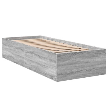 vidaXL Πλαίσιο Κρεβατιού Γκρι Sonoma 75x190 εκ. Επεξεργασμένο Ξύλο