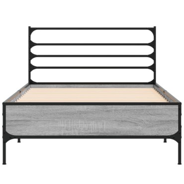 vidaXL Πλαίσιο Κρεβατιού Γκρι Sonoma 75x190 εκ. Επεξ. Ξύλο & Μέταλλο