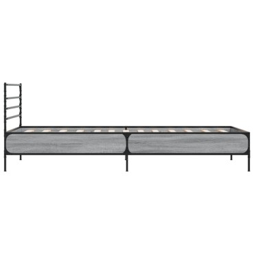 vidaXL Πλαίσιο Κρεβατιού Γκρι Sonoma 75x190 εκ. Επεξ. Ξύλο & Μέταλλο