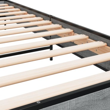 vidaXL Πλαίσιο Κρεβατιού Γκρι Sonoma 75x190 εκ. Επεξ. Ξύλο & Μέταλλο
