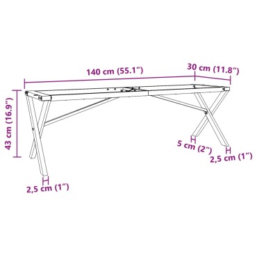 vidaXL Πόδια Τραπεζιού Σαλονιού σε Σχήμα «Χ» 140x30x43cm Ατσάλι 1 τεμ.