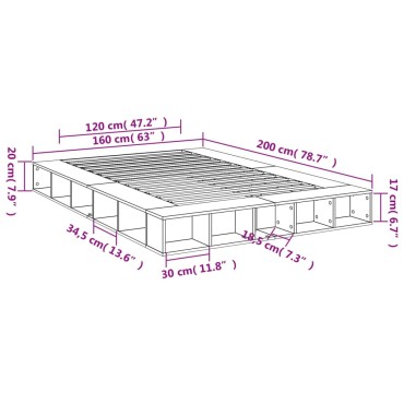 vidaXL Πλαίσιο Κρεβατιού Λευκό 160 x 200 εκ. από Επεξεργασμένο Ξύλο