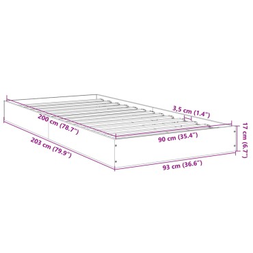 vidaXL Πλαίσιο Κρεβατιού Γκρι Sonoma 90x200 εκ. Επεξεργασμένο Ξύλο