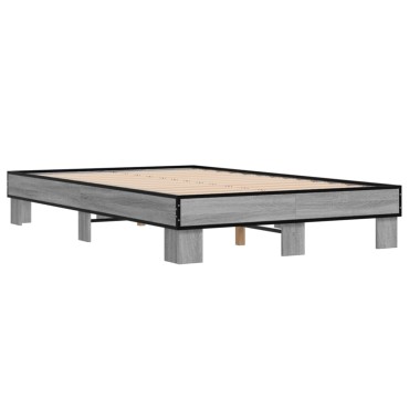 vidaXL Πλαίσιο Κρεβατιού Γκρι Sonoma 120x200 εκ. Επεξ. Ξύλο & Μέταλλο