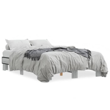 vidaXL Πλαίσιο Κρεβατιού Γκρι Sonoma 120x200 εκ. Επεξ. Ξύλο & Μέταλλο