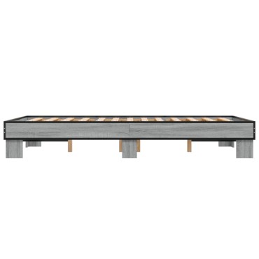 vidaXL Πλαίσιο Κρεβατιού Γκρι Sonoma 120x200 εκ. Επεξ. Ξύλο & Μέταλλο