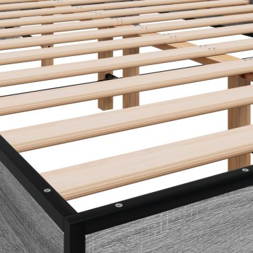 vidaXL Πλαίσιο Κρεβατιού Γκρι Sonoma 120x200 εκ. Επεξ. Ξύλο & Μέταλλο