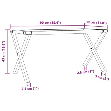 vidaXL Πόδια Τραπεζιού Σαλονιού σε Σχήμα «Χ» 90x30x43cm Ατσάλι 1 τεμ.