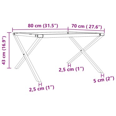 vidaXL Πόδια Τραπεζιού Σαλονιού σε Σχήμα «Χ» 80x70x43cm Ατσάλι 1 τεμ.