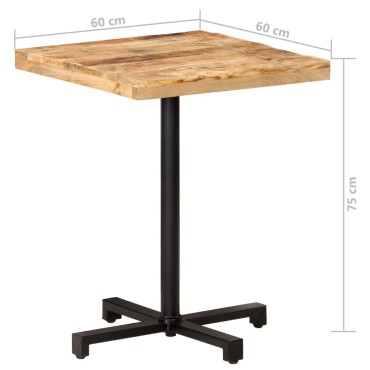 vidaXL Τραπέζι Bistro Τετράγωνο 60x60x75cm Ακατέργαστο Ξύλο Μάνγκο 1 τεμ.