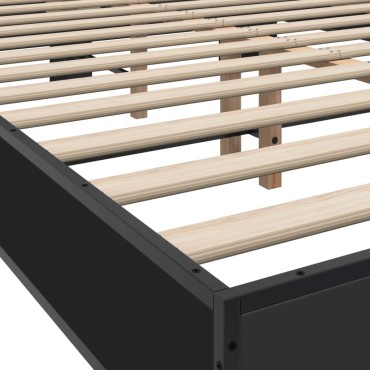 vidaXL Πλαίσιο Κρεβατιού Μαύρο 140x200 εκ. Επεξεργ. Ξύλο και Μέταλλο