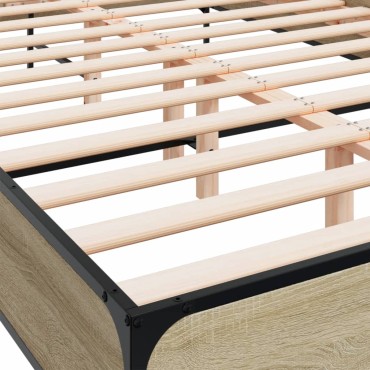vidaXL Πλαίσιο Κρεβατιού Sonoma Δρυς 160x200 εκ. Επεξ. Ξύλο & Μέταλλο