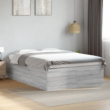 vidaXL Πλαίσιο Κρεβατιού Γκρι Sonoma 140x200 εκ. Επεξεργασμένο Ξύλο