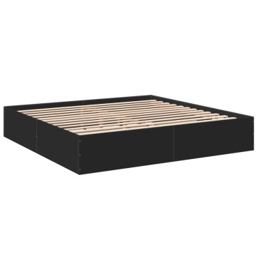 vidaXL Πλαίσιο Κρεβατιού Μαύρο 180 x 200 εκ. από Επεξεργασμένο Ξύλο