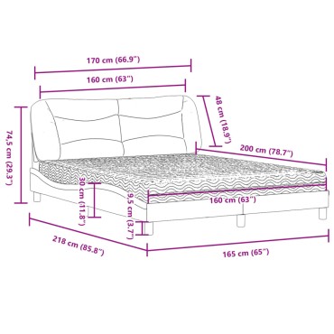vidaXL Κρεβάτι με Στρώμα Καπουτσίνο 160x200εκ.από Συνθ.Δέρμα