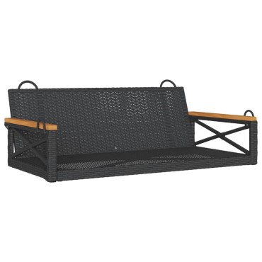 vidaXL Παγκάκι Κούνια Μαύρο 109x62x40cm από Συνθετικό Ρατάν 1 τεμ.