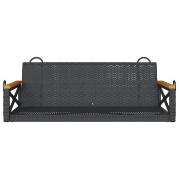 vidaXL Παγκάκι Κούνια Μαύρο 109x62x40cm από Συνθετικό Ρατάν 1 τεμ.